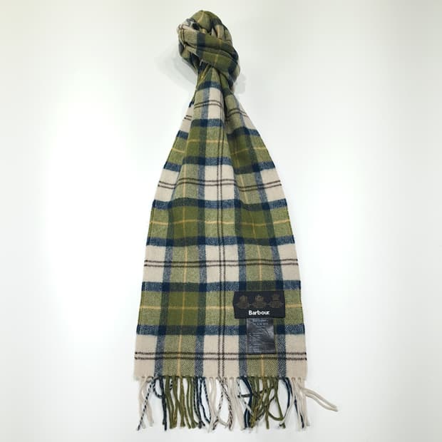 MX659 바버 램스울 타탄체크 그린 머플러 목도리