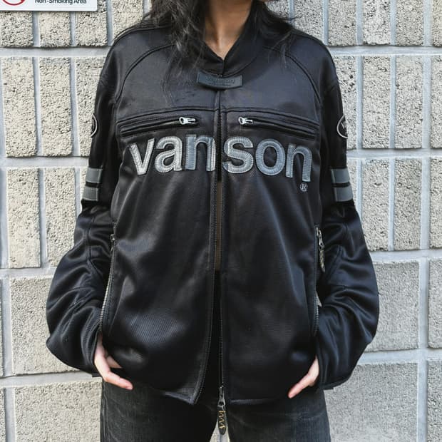 밴슨 로고 디자인 매쉬 바이커자켓