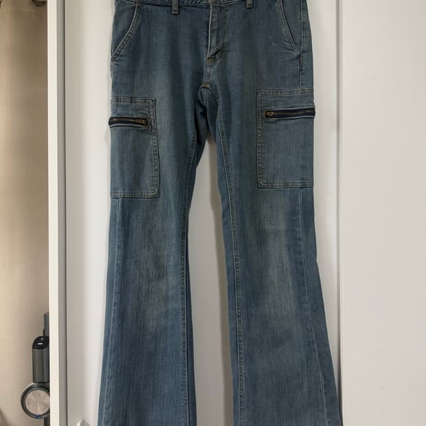 Low-Rise Vintage Cargo Denim Jeans