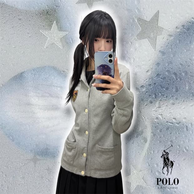 폴로랄프로렌 로고 패치 가디건