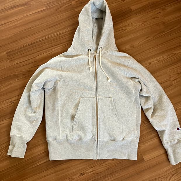 챔피온 리버스위브 블루택 집업 후드 L사이즈 실버그레이