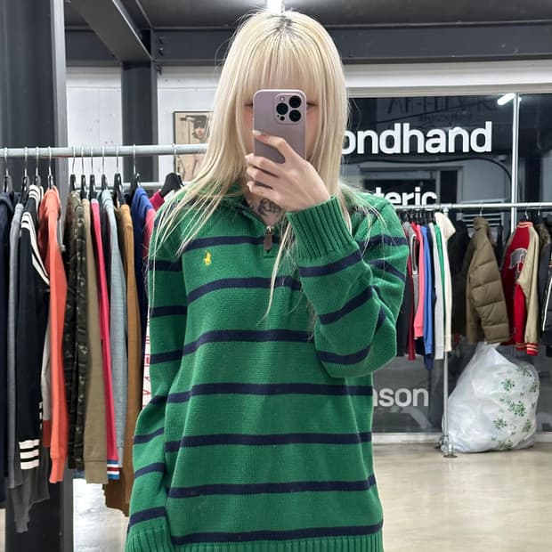 폴로 랄프로렌 니트 스트라이프 집업