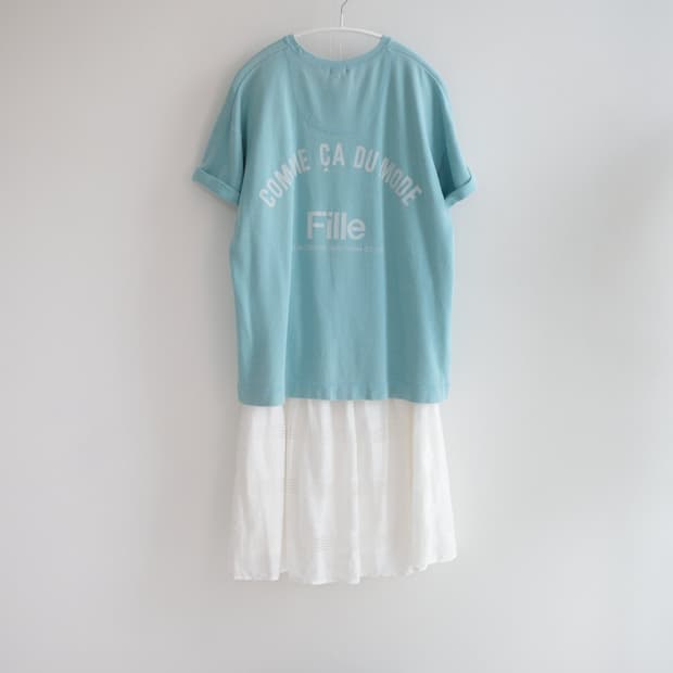  콤사이즘 Comme ca ism aqua green cotton tee