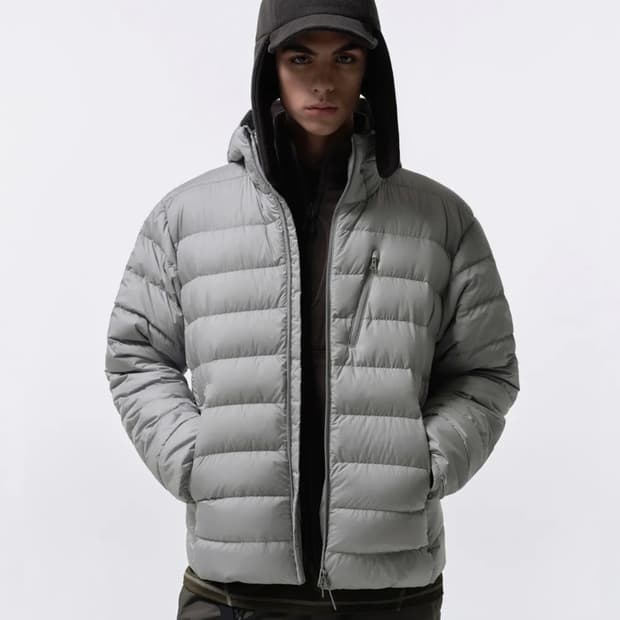 (L) 무신사스탠다드 시티레저 후디드 경량패딩 라이트그레이