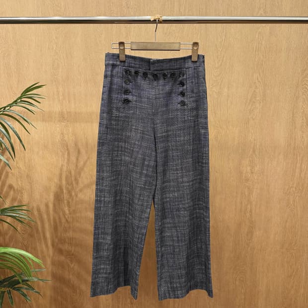 크리스찬 디올 더블 버튼 하이웨스트 팬츠 텍스처드 클래식 그레이