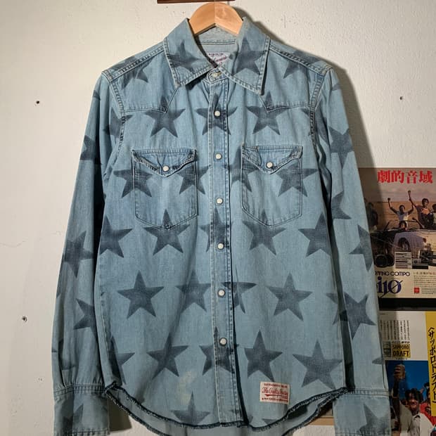 와코마리아 스타 도트 데님 웨스턴셔츠