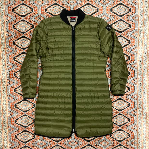 블랙야크 카키 경량 구스다운 롱 패딩 여성95