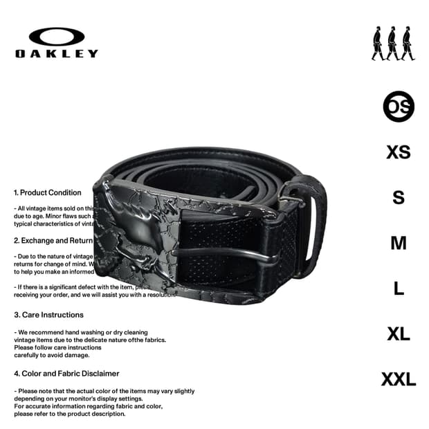 오클리 스컬 로고 메탈 가죽벨트