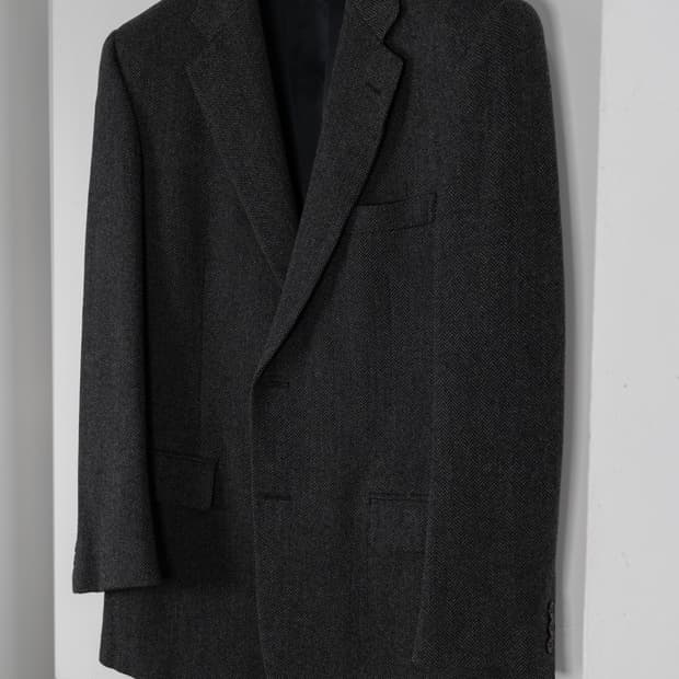 브룩스 브라더스 그레이 헤링본 트위드 자켓