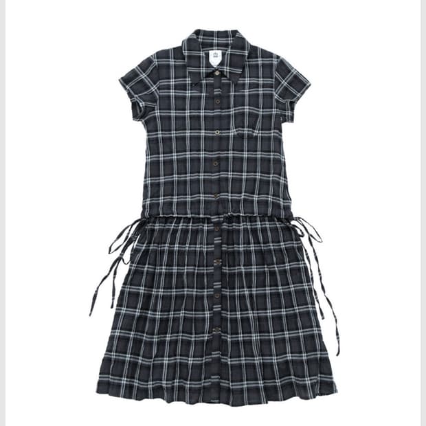 폴리테루 우먼 loosed check dress - navy