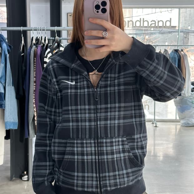 나이키 스우시 체크 후드집업