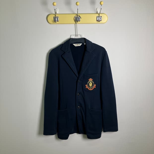 베이프 패치 네이비 코튼 블레이저 자켓 S
