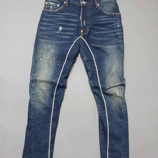 [30] 디스퀘어드2 네온밴딩 파이핑 바이커진 청바지