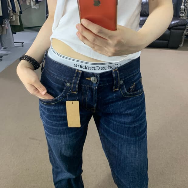 트루릴리젼 y2k 워싱 데님 일자핏 스트레이트진 중청바지 29인치