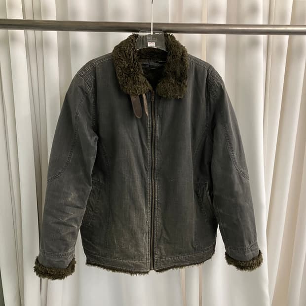 스미스 아메리칸 빈티지 워싱 퍼 하이넥 데님 자켓 L