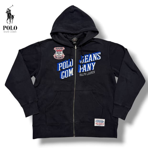 00‘s 폴로 랄프로렌 진스 레터링 기모 후드집업