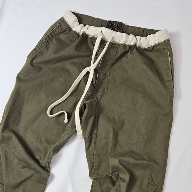 빔즈 BEAMS 패브릭 코튼 조거팬츠 클래식 일본 올리브 M