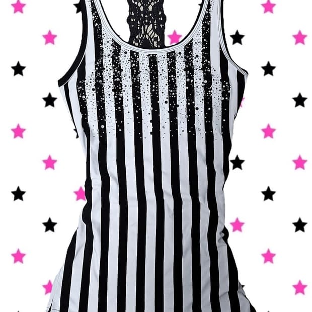 Re:mix doll 갸루 y2k 씬키드 스트라이프 레이서백 나시