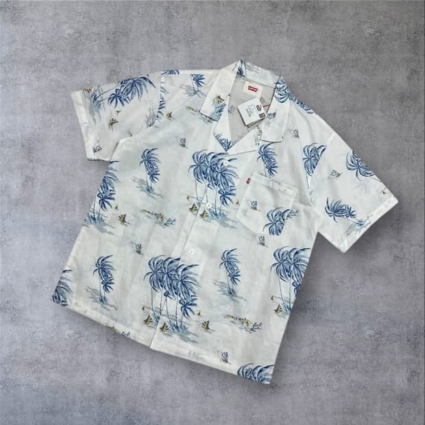 리바이스 야자수 패턴 하와이안 반팔 셔츠