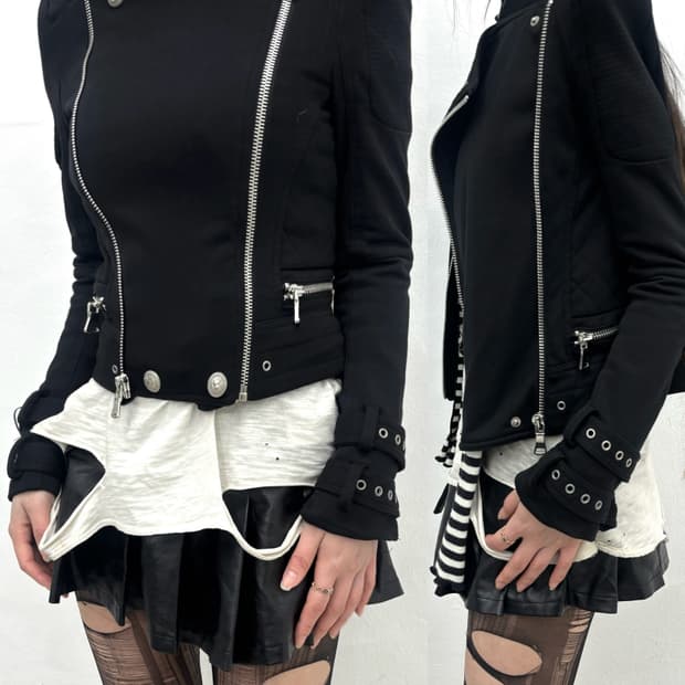 zipper eyelet strap jacket 