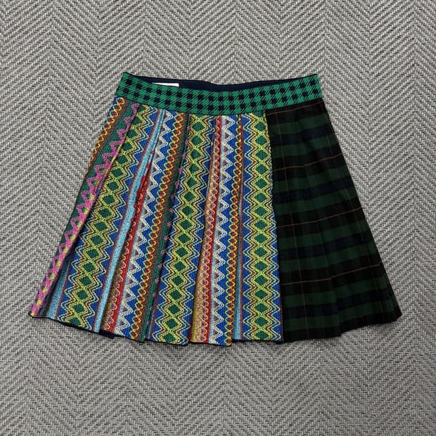 P No prob 체크 미니 스커트 v2799