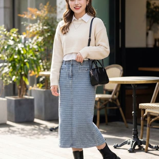 칼라거펠트 파리 텍스처 스커트