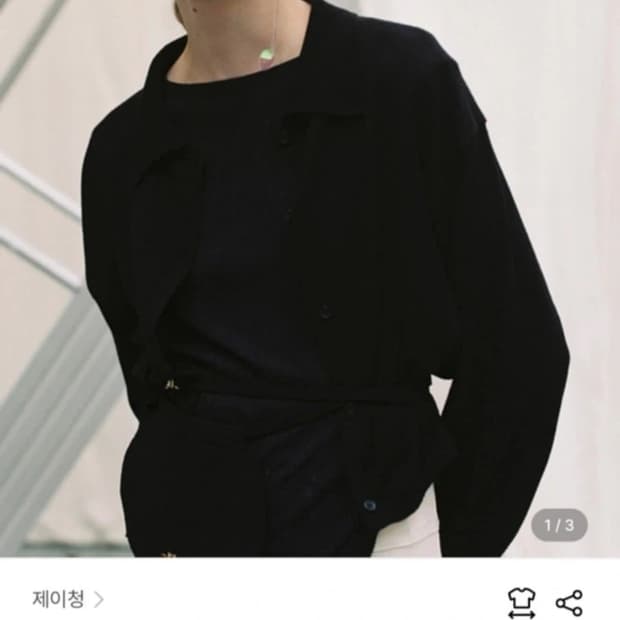 제이청 모먼트 크롭 니트 셔츠 블랙