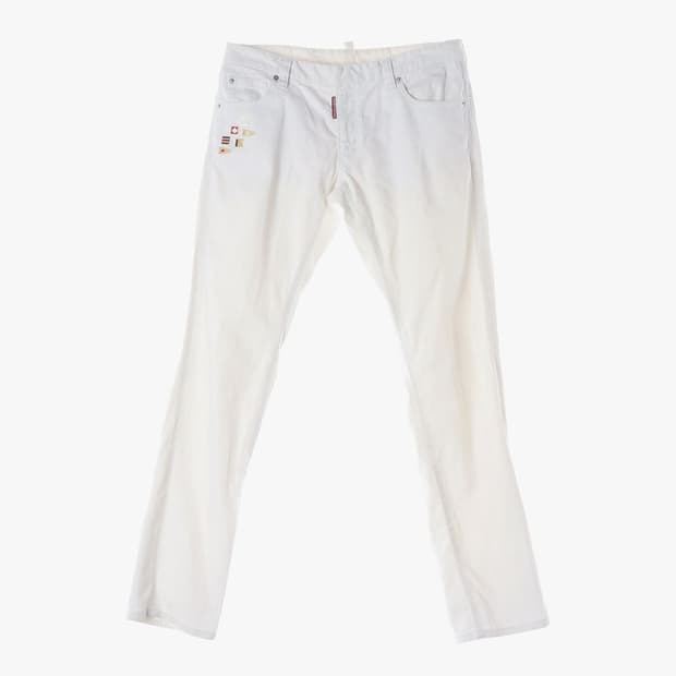 디스퀘어드2 시그널 플래그 자수 화이트 데님 팬츠 48