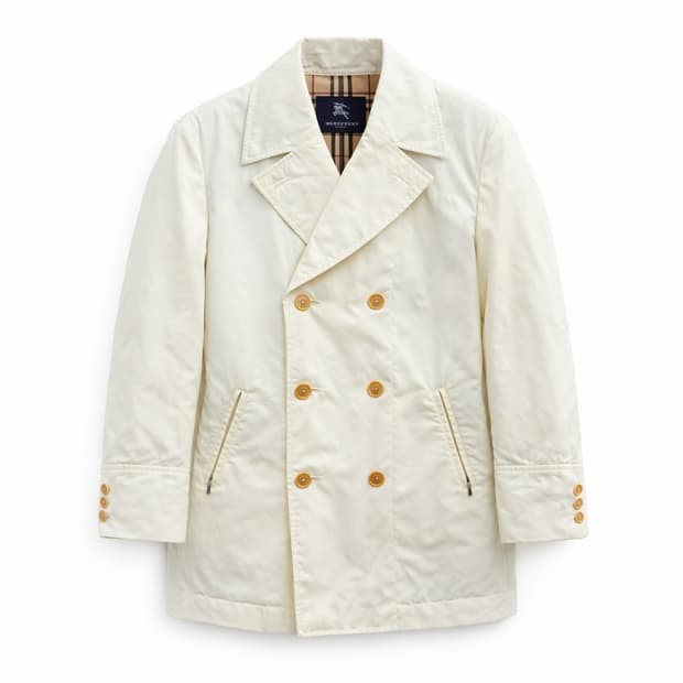 버버리 화이트 더블 코트 L