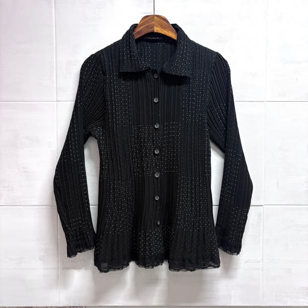 플리츠 도트 레이스 블랙 긱시크 셔츠자켓 JPN 