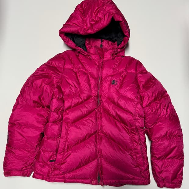 여성 코오롱스포츠 등산 구스다운 후드 패딩 핑크 M