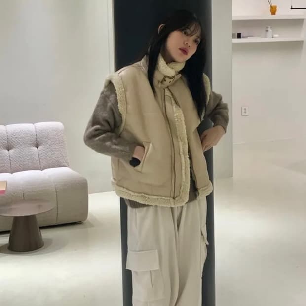 아르코이리스 무스탕 조끼 레더 베스트 자켓