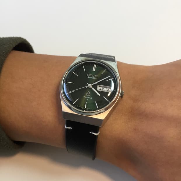 70s seiko type 2 olive dial quartz