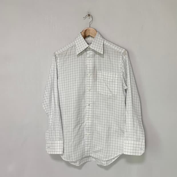 폴스미스 화이트 심플 체크 셔츠 남성 S 남녀공용 오버핏