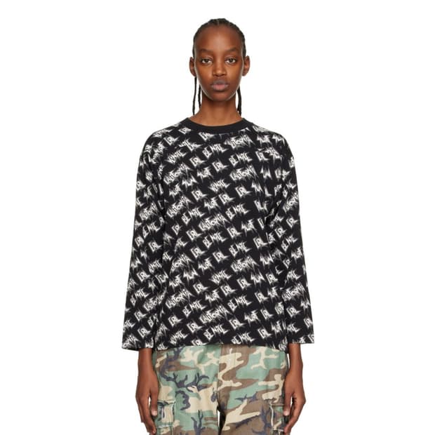 ERL 블랙 프린트 롱슬리브 티셔츠