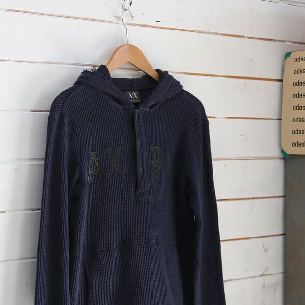 (착용컷) ARMANI EXCHANGE 와플 후드 티셔츠 (100)