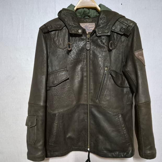 Avirexfly 아비렉스 가죽후드자켓( M)