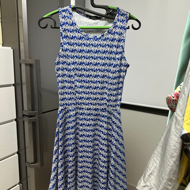 블루 패턴 원피스 44-55