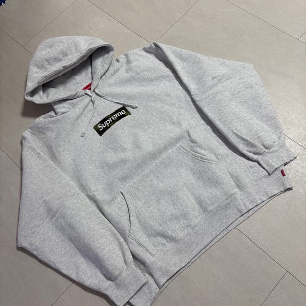 [XL] 슈프림 박스로고 후드 카모 그레이