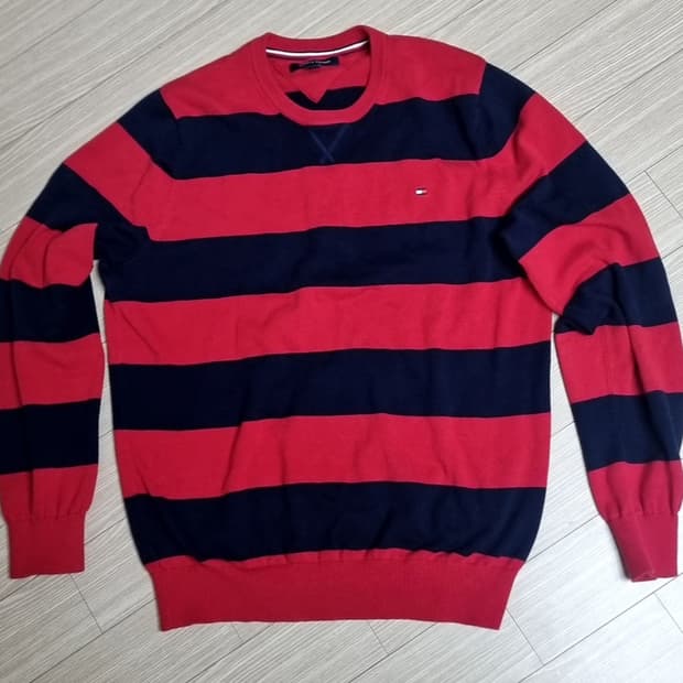 타미힐피거 스트라이프 니트 레드 네이비(100-105)