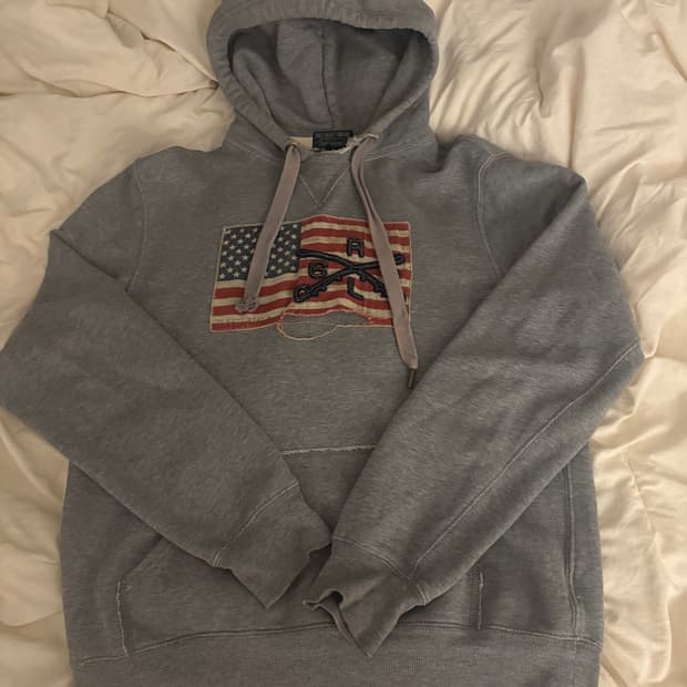 폴로 빈티지 해골성조기 후드티