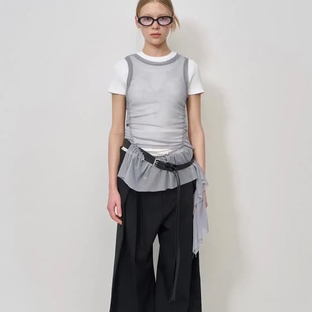 Mesh Frill Sleevesless Top