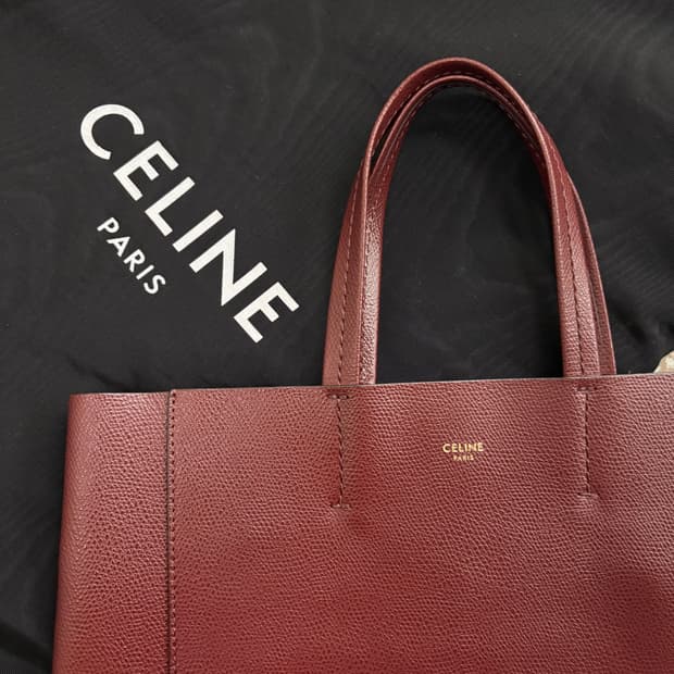 셀린 버건디 버티컬 카바스 스몰 토트백