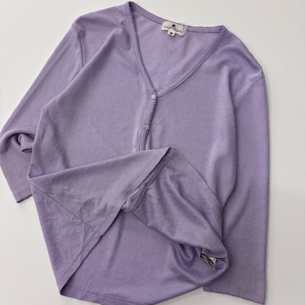 Courreges 꾸레쥬 퍼플 레이온 가디건