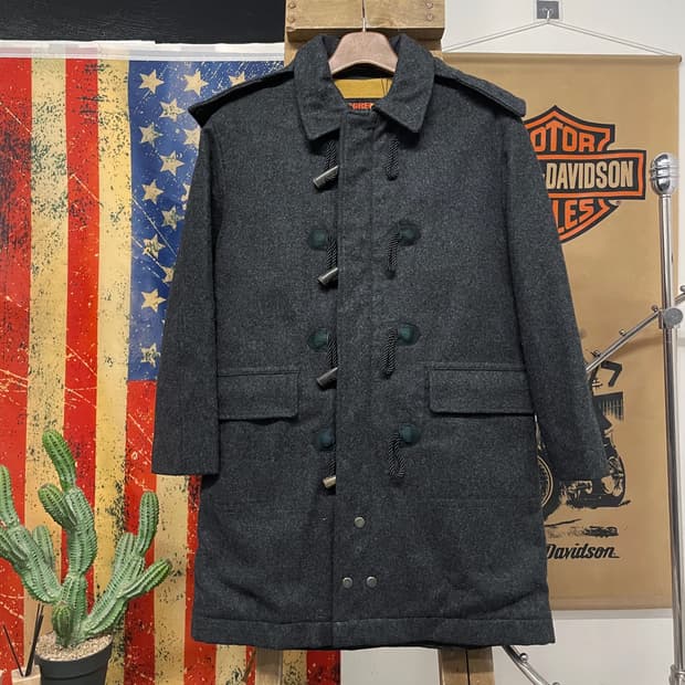 90s 맥그리거 울 모직 집업 더플 코트 떡볶이 코트