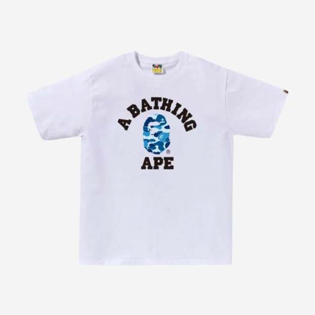 (새상품) 베이프 abc 카모 컬리지 티셔츠 화이트 블루 m