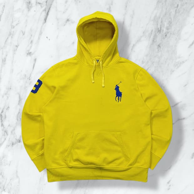폴로 랄프로렌 빅포니 옐로우 후드티 XL
