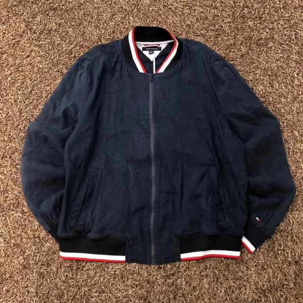 L 타미힐피거 블루종 봄버자켓