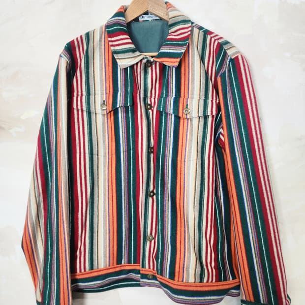 자라 멀티 스트라이프 자켓