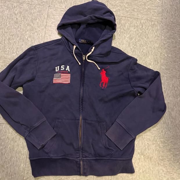 폴로 랄프로렌 빅포니 USA 성조기 후드집업 네이비